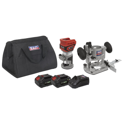 Sealey SV20 Series Cordless Trimming Router Kit 20V 4Ah - 2 Batteries CP20VTRKIT Sealey - Dynamic Drive