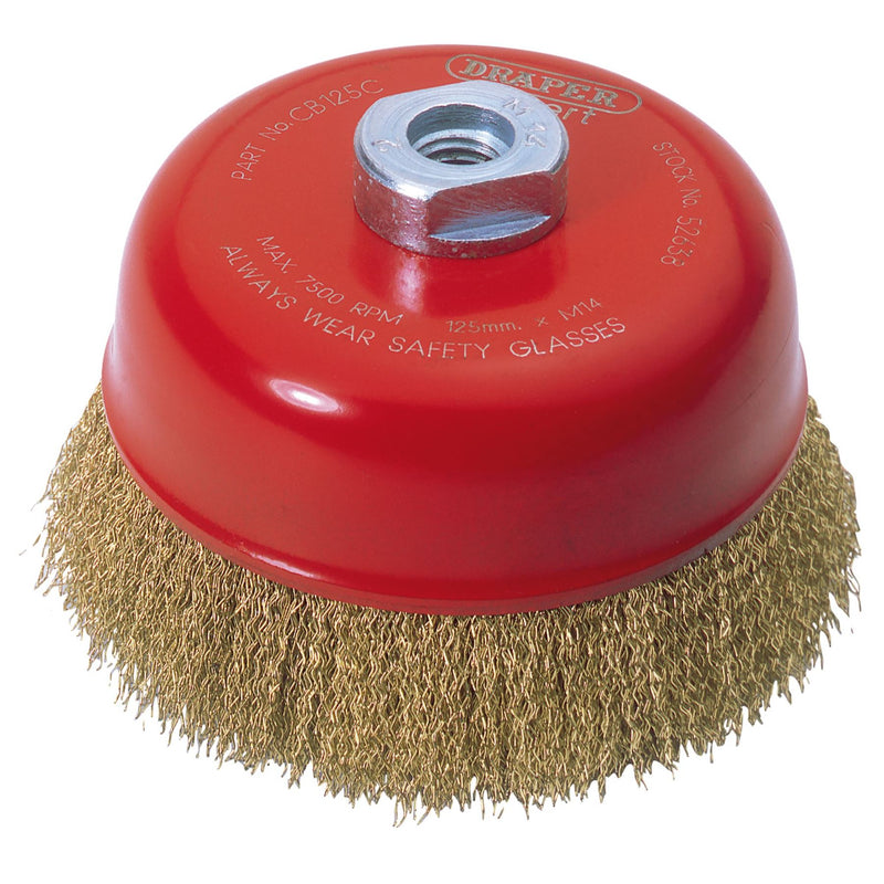 Draper Expert Crimped Wire Cup Brush, 125mm, M14 52638 Draper - Dynamic Drive