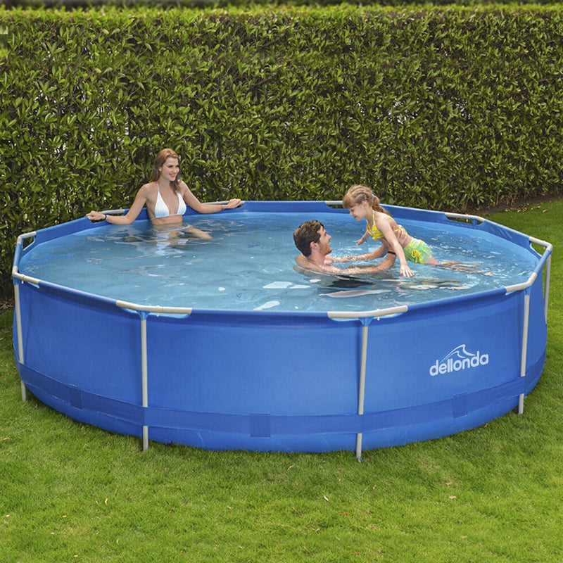 Dellonda Steel Frame Round Swimming Pool & Filter Pump 12ft - Blue DL20 Dellonda - Dynamic Drive