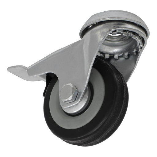 Sealey Castor Wheel Bolt Hole Swivel with Brake50mm SCW150SBL Sealey - Dynamic Drive
