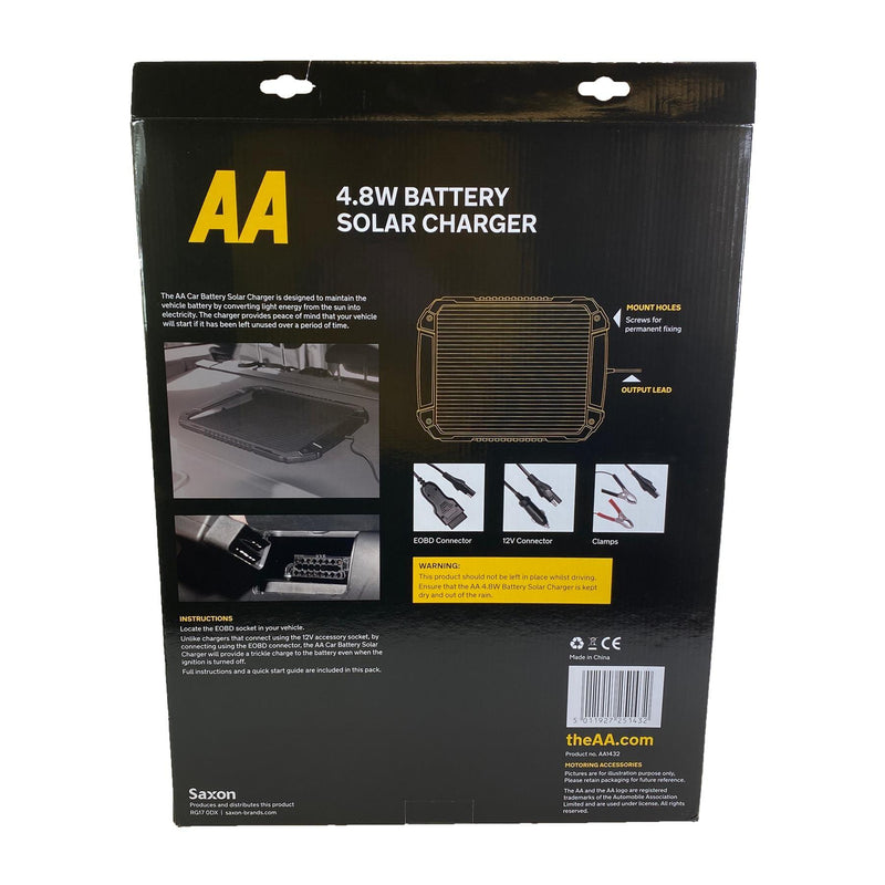 AA 4.8W XL 12V Car Van Caravan Solar Panel Trickle Battery Charger Power Supply AA - Dynamic Drive