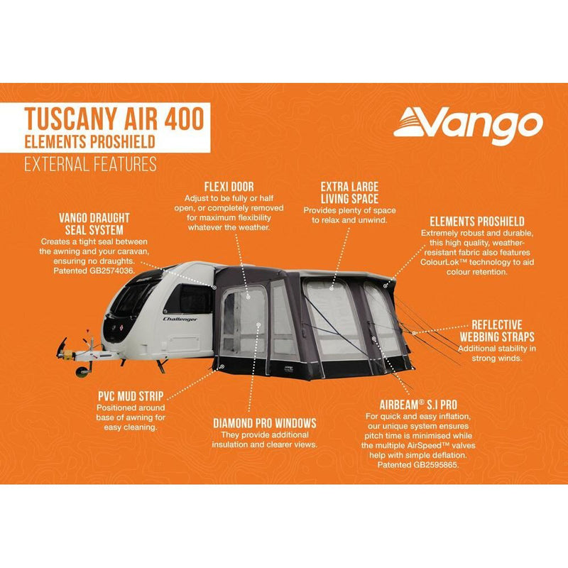 Vango Tuscany Air 400 Elements ProShield Caravan Awning Vango - Dynamic Drive