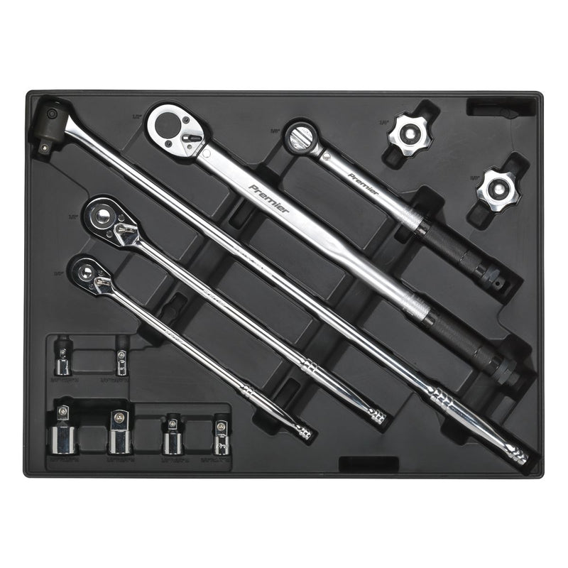 Sealey Tool Tray with Ratchet Torque Wrench Breaker Bar & Socket Adaptor Set 13p Sealey - Dynamic Drive