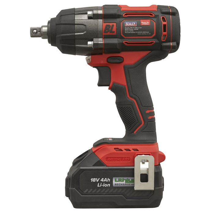 Sealey 1/2"Sq Drive Cordless Brushless Impact Wrench 18V 4Ah CP650LI Sealey - Dynamic Drive
