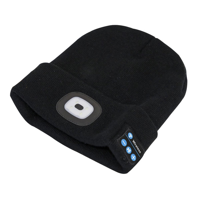 Sealey Beanie Hat 4 SMD LED USB Rechargeable with Wireless Headphones Sealey  - Dynamic Drive