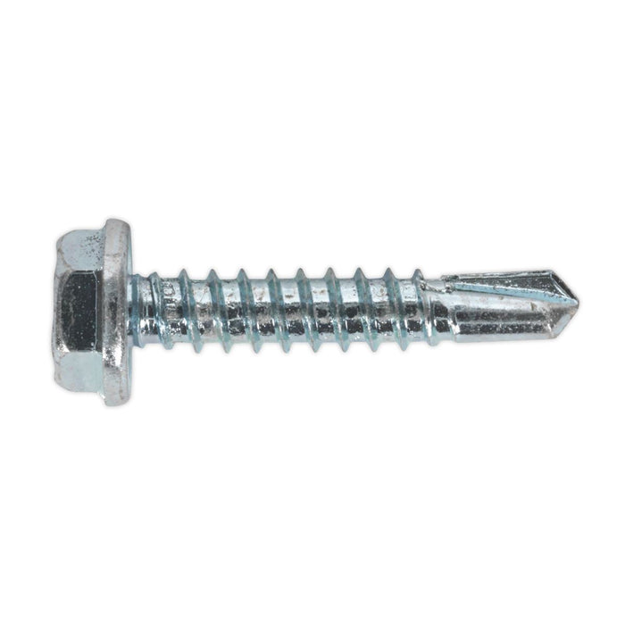 Sealey Self Drilling Screw 4.8 x 25mm Hex Head Zinc Pack of 100 SDHX4825 Sealey - Dynamic Drive