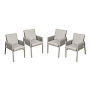 Dellonda Set of 4 Fusion Garden/Patio Aluminium Dining Chairs with Armrests - Light Grey Dellonda  - Dynamic Drive