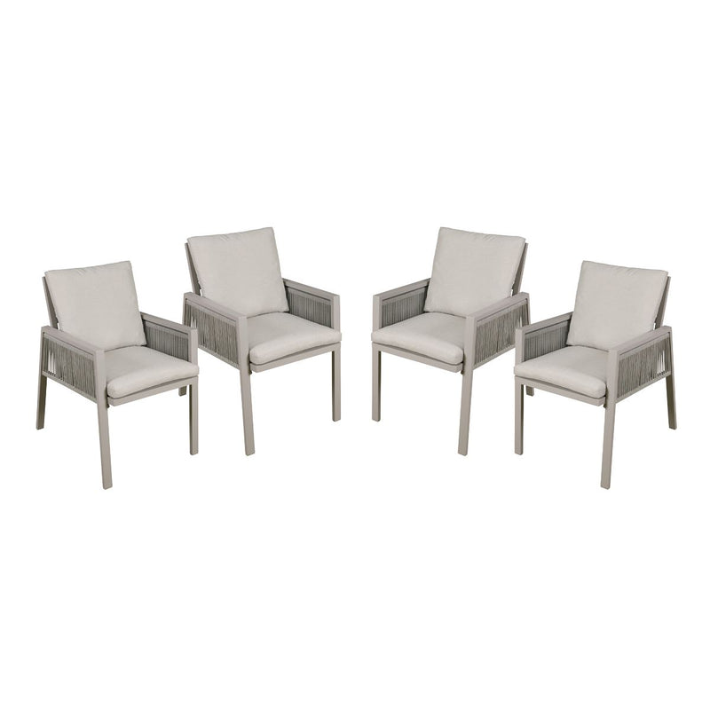 Dellonda Set of 4 Fusion Garden/Patio Aluminium Dining Chairs with Armrests - Light Grey Dellonda  - Dynamic Drive
