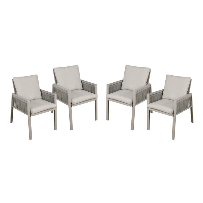 Dellonda Set of 4 Fusion Garden/Patio Aluminium Dining Chairs with Armrests - Light Grey Dellonda  - Dynamic Drive