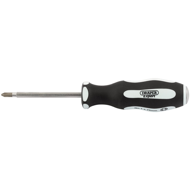 Draper 'Pound Thru' Cross Slot Soft Grip Screwdriver, No.1 x 75mm 35210 Draper - Dynamic Drive