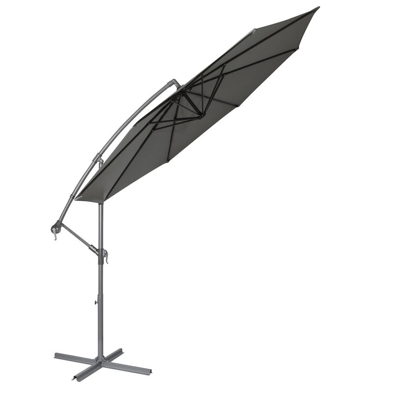 Dellonda Banana Parasol with Cover 3m - Grey DG264 Dellonda - Dynamic Drive