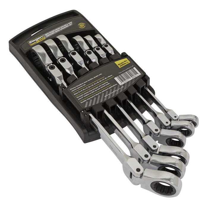 Seigen by Sealey Flexi-Head Double End Ratchet Ring Spanner Set 6pc Metric S0806 Seigen by Sealey  - Dynamic Drive