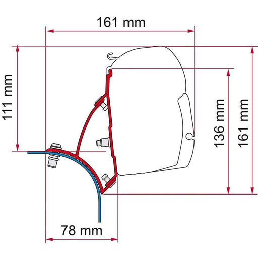 Fiamma F45 Bracket for VW T5/T6 Transporter Lift Roof LHD - Deep Black Fiamma - Dynamic Drive