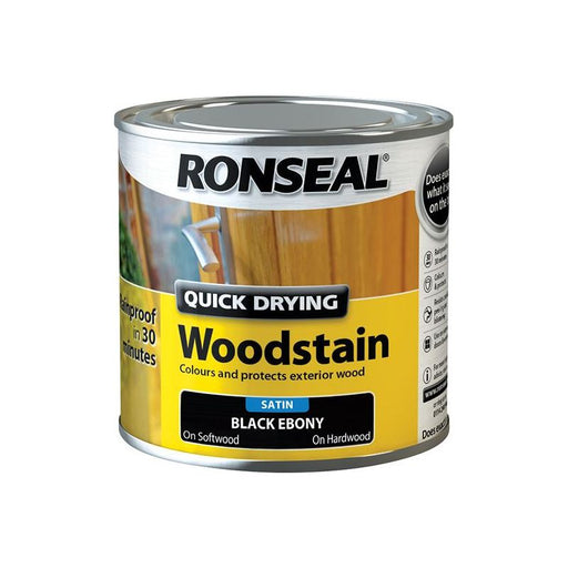 Ronseal Quick Drying Woodstain Satin Ebony 250ml Ronseal - Dynamic Drive