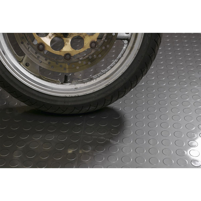 Sealey Vinyl Floor Tile Peel & Stick Backing - Silver Coin Pk 16 FT2S Sealey  - Dynamic Drive