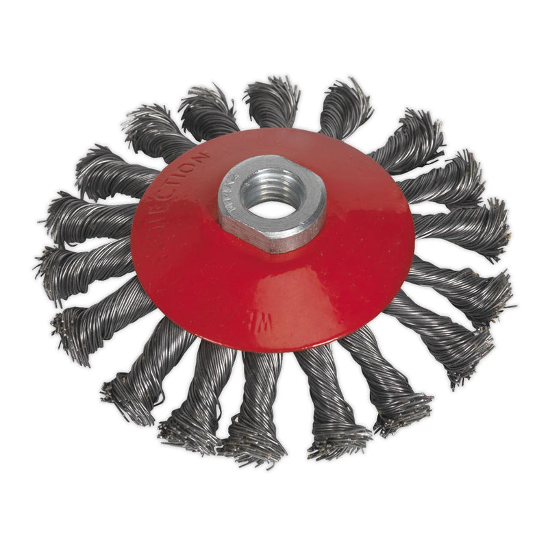 Sealey Conical Wire Brush 115mm M14 x 2mm CWB115 Sealey  - Dynamic Drive
