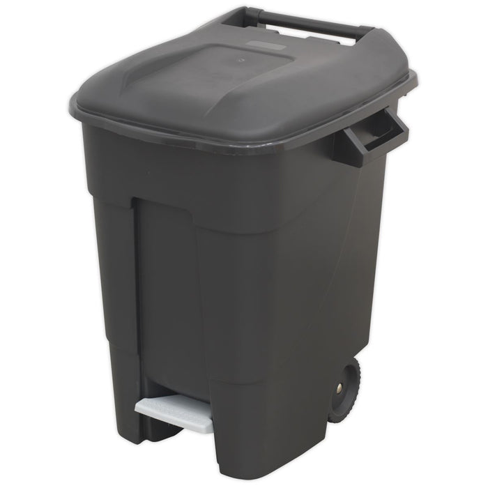Sealey Refuse/Wheelie Bin with Foot Pedal 100L Black BM100P Sealey - Dynamic Drive