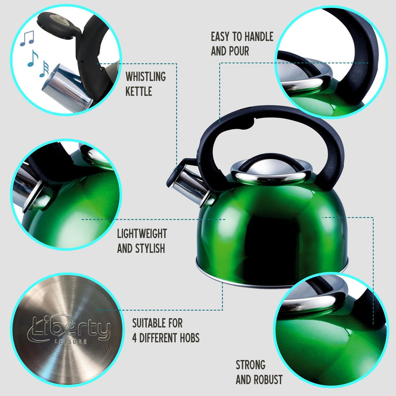 Liberty Green 2.5 Litre Whistling Kettle CW-T056-B1G Liberty Leisure UK - Dynamic Drive