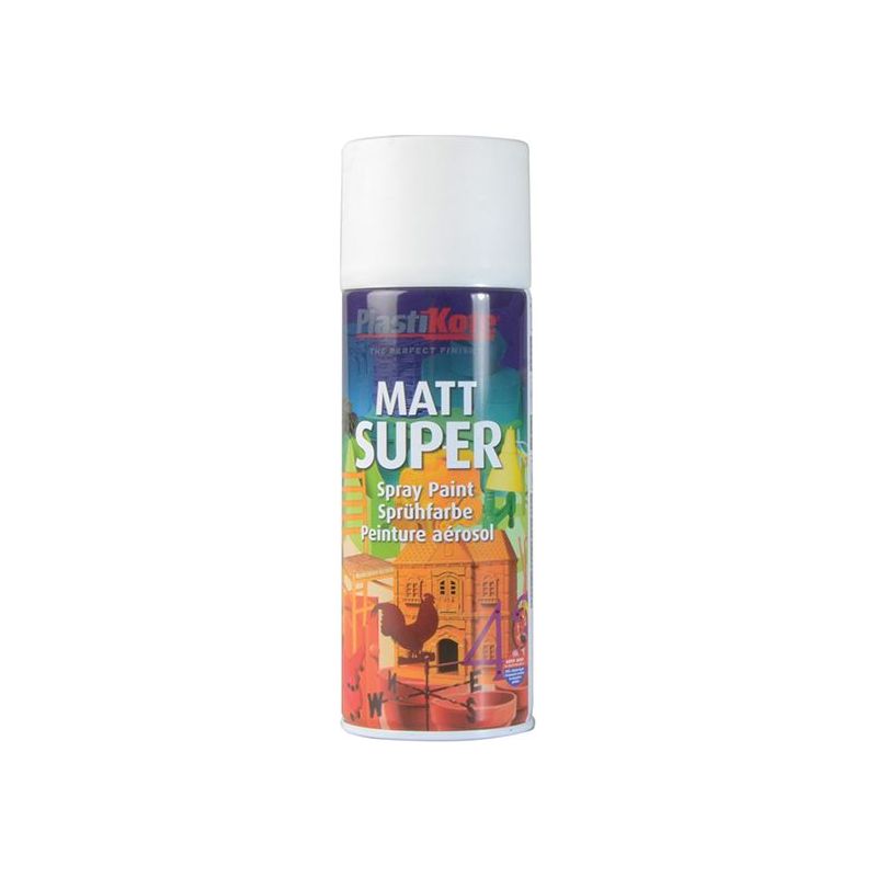 Plastikote Matt Super Spray White 400ml PlastiKote - Dynamic Drive