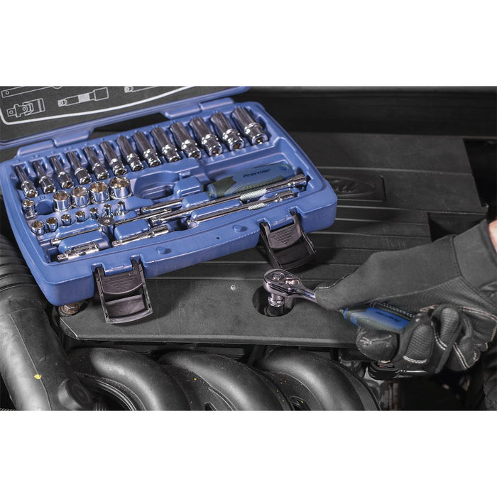 Sealey Premier 33pc 1/4" Drive WallDrive Metric Socket Set 4-14mm Ratchet Handle Sealey  - Dynamic Drive