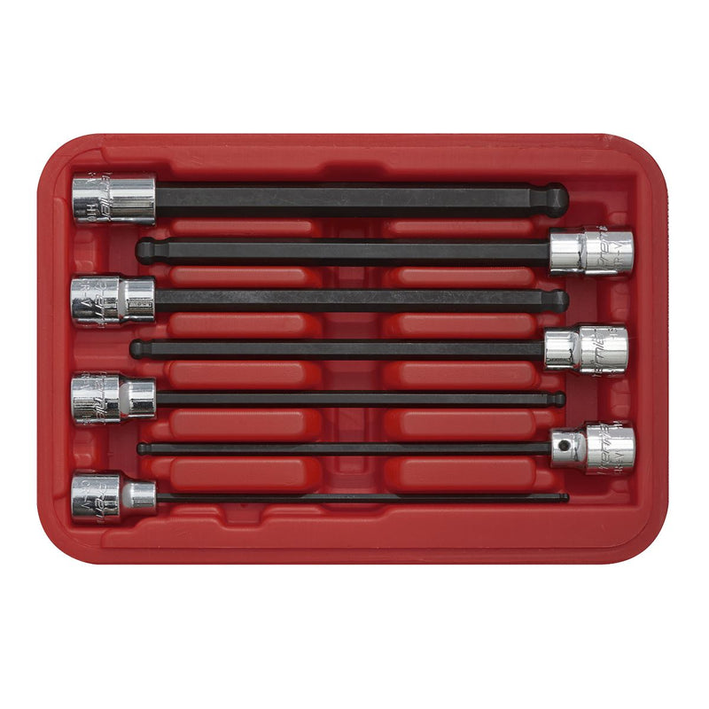 Sealey Ball-End Hex Socket Bit Set 7pc 3/8"Sq Drive 150mm Metric AK62257 Sealey - Dynamic Drive