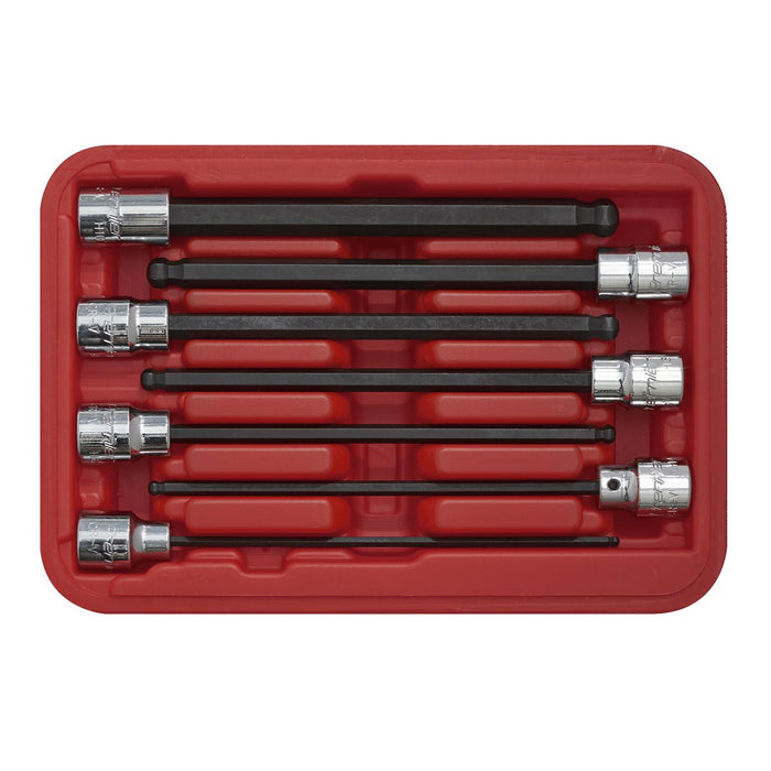 Sealey Ball-End Hex Socket Bit Set 7pc 3/8"Sq Drive 150mm Metric AK62257 Sealey - Dynamic Drive