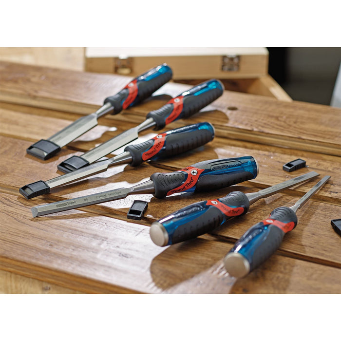 Draper Soft Grip 'Pound Thru' Bevel Edge Wood Chisel Set, 140mm (6 Piece) 70419 Draper - Dynamic Drive