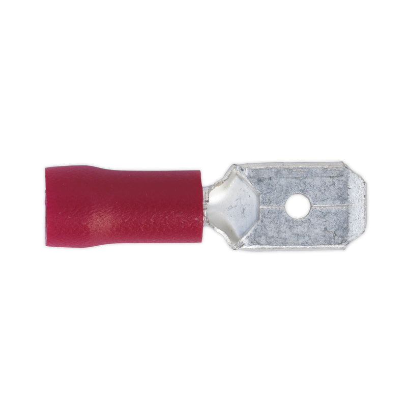 Sealey Push-On Terminal 6.3mm Male Red Pack of 100 RT22 Sealey - Dynamic Drive