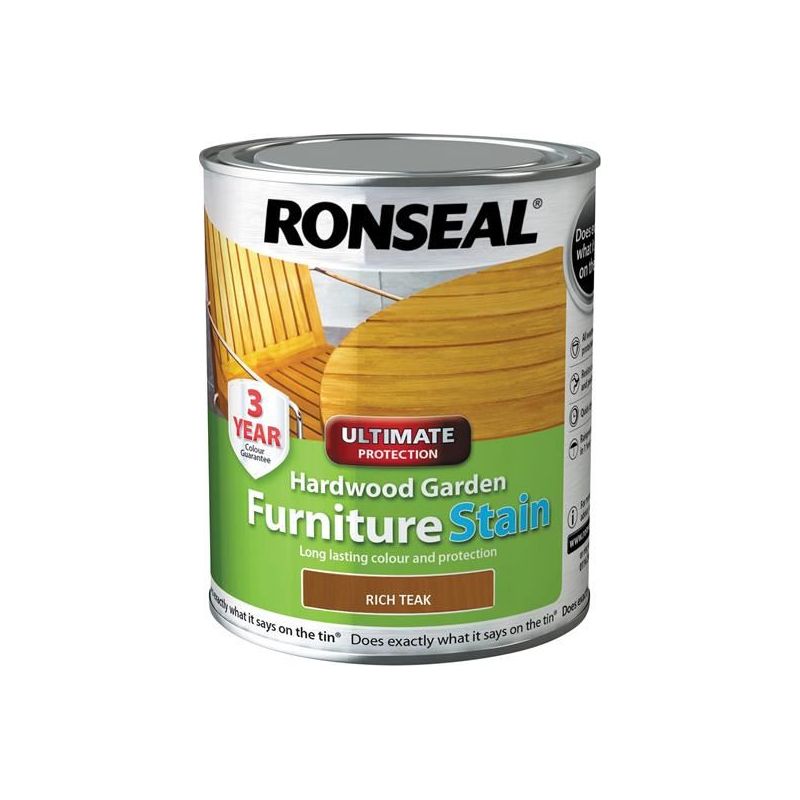 Ronseal Ultimate Protection Hardwood Garden Furniture Stain Rich Teak 750ml Ronseal - Dynamic Drive