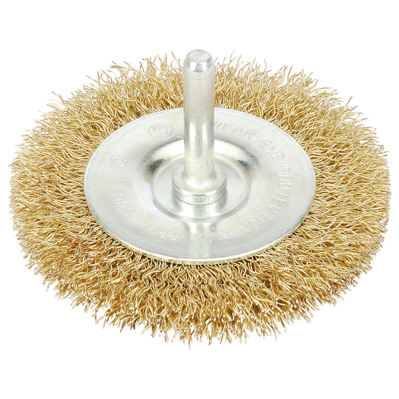 Draper Brassed Steel Crimped Wire Wheel Brush, 75mm 41429 Draper - Dynamic Drive