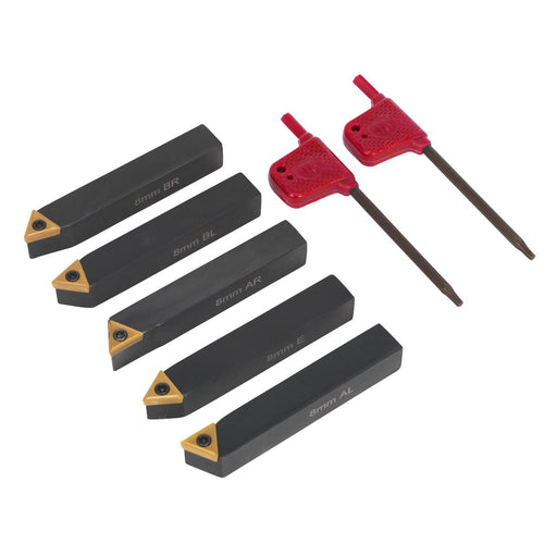 Sealey Indexable 8mm Lathe Turning Tool Set 5pc SM3025CS2 Sealey - Dynamic Drive