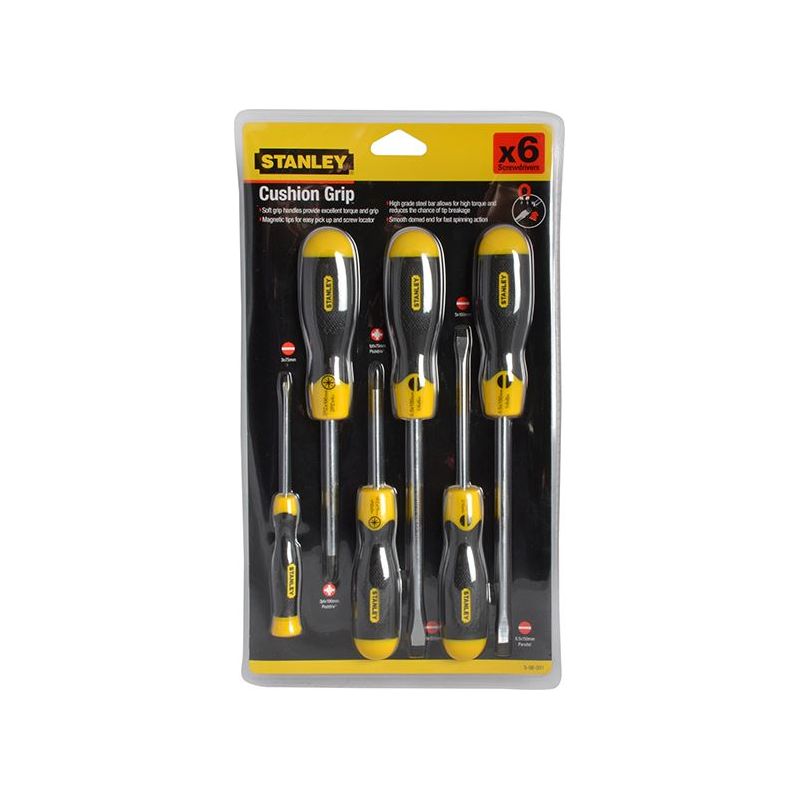 Stanley® Hand Tools Cushion Grip Screwdriver Set, 6 Piece STANLEY® Hand Tools - Dynamic Drive