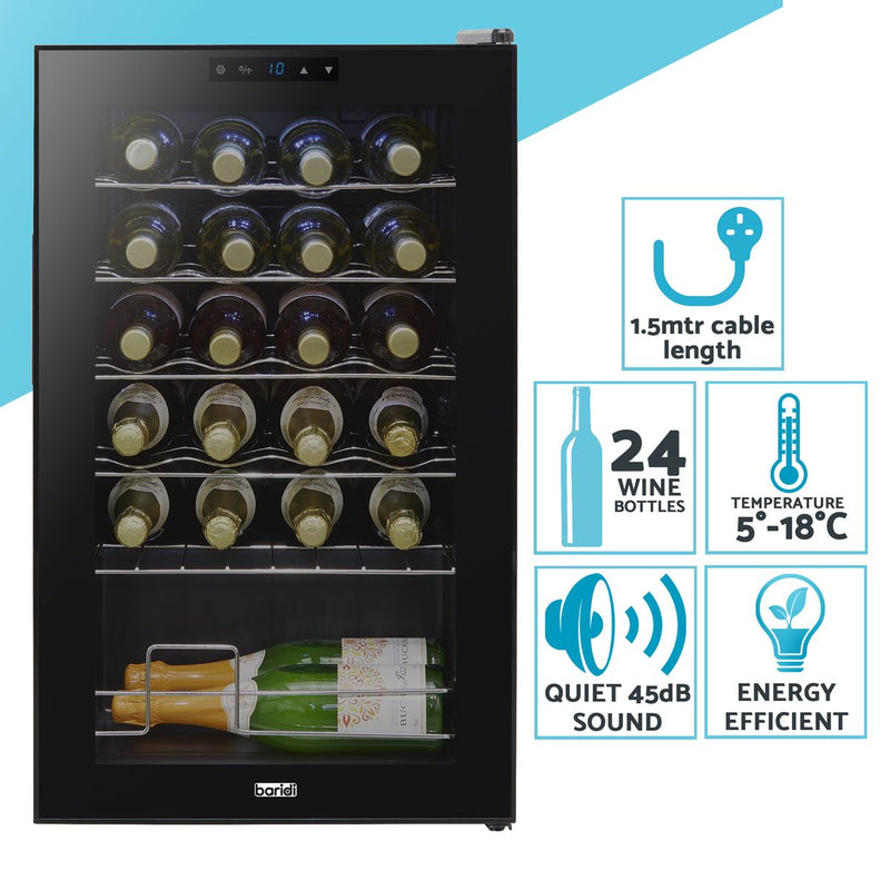 Baridi 24 Bottle Tabletop Wine Fridge & Cooler DH9 Baridi - Dynamic Drive
