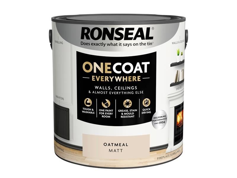 Ronseal One Coat Everywhere Interior Paint Oatmeal Matt 2.5 litre Ronseal - Dynamic Drive