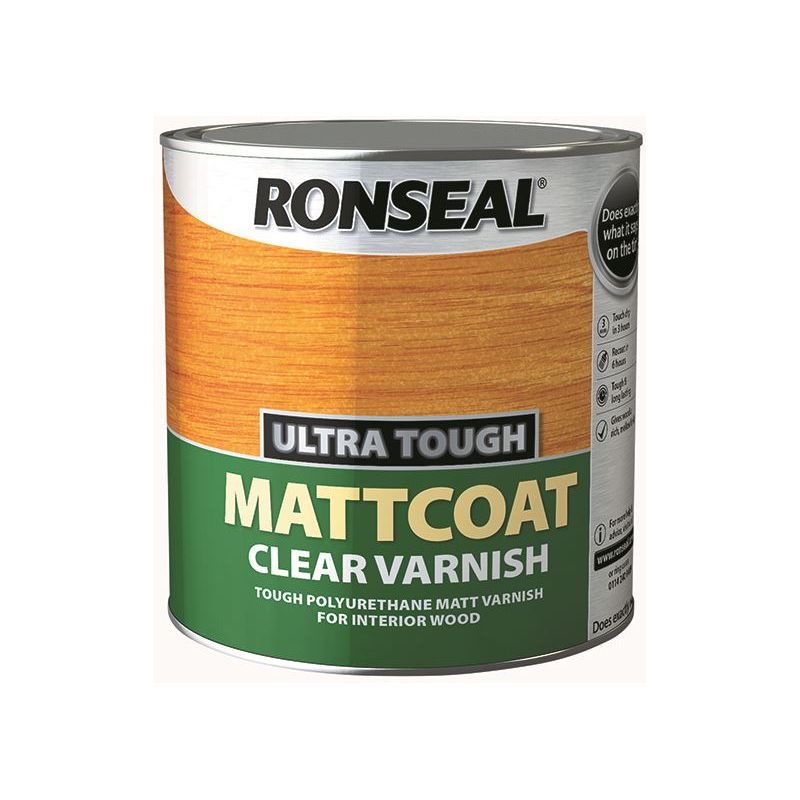 Ronseal Ultra Tough Mattcoat Internal Clear Varnish 2.5 litre Ronseal - Dynamic Drive
