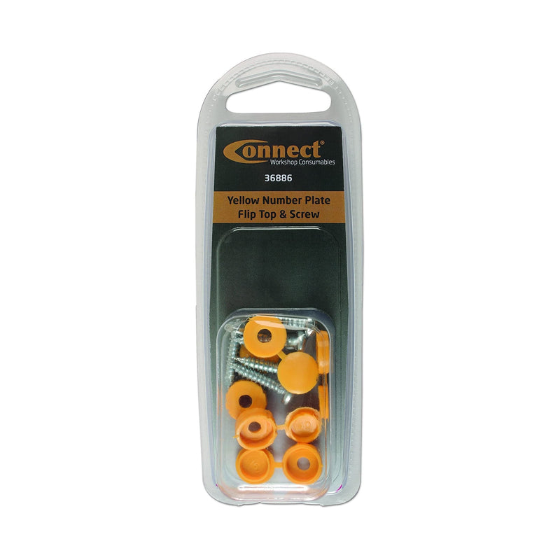 Connect Yellow Number Plate Flip Top & Screw 5pc 36886 Tool Connection - Dynamic Drive