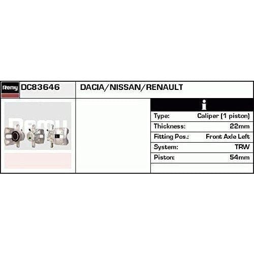 Remy Brake Caliper (Fr/Lh/Reman) (Non Returnable) DC83646 Remy  - Dynamic Drive