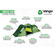 Vango Omega 350 Pamir Green 3 Person Tent Vango - Dynamic Drive