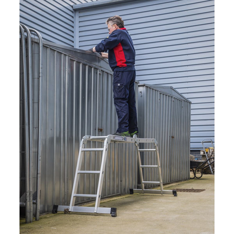 Sealey Folding Platform Ladder 4-Way Aluminium - BS EN 131 AFPL1 Sealey - Dynamic Drive