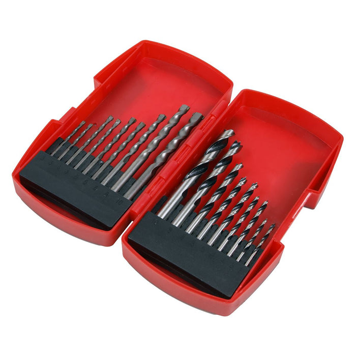 Sealey Wood/Masonry Drill Bit Set 18pc AK3718MW Sealey - Dynamic Drive