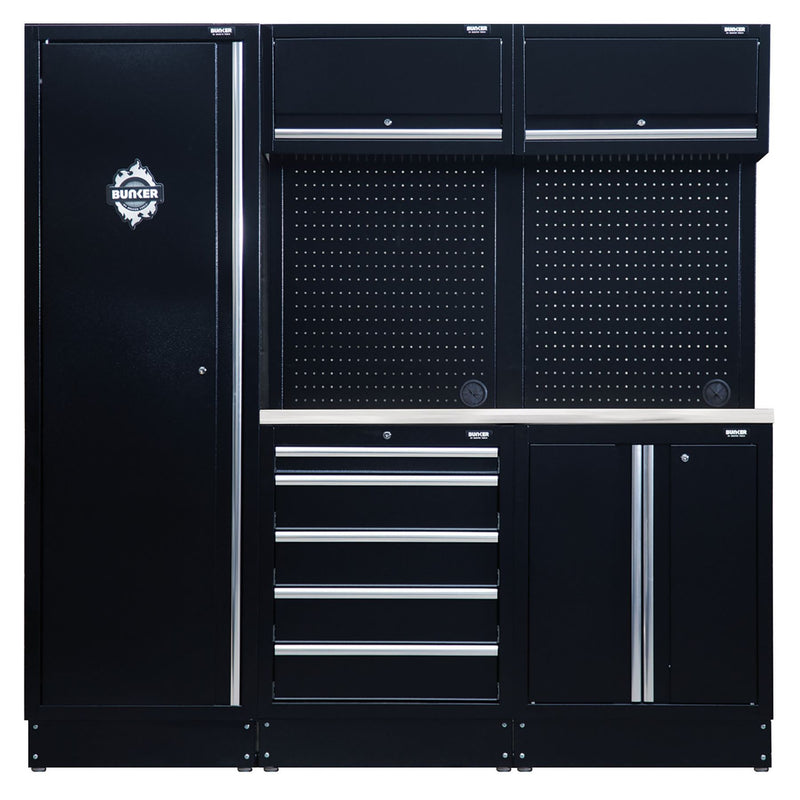Draper BUNKER Modular Storage Combo with Stainless Steel Worktop (11 Piece) Draper - Dynamic Drive