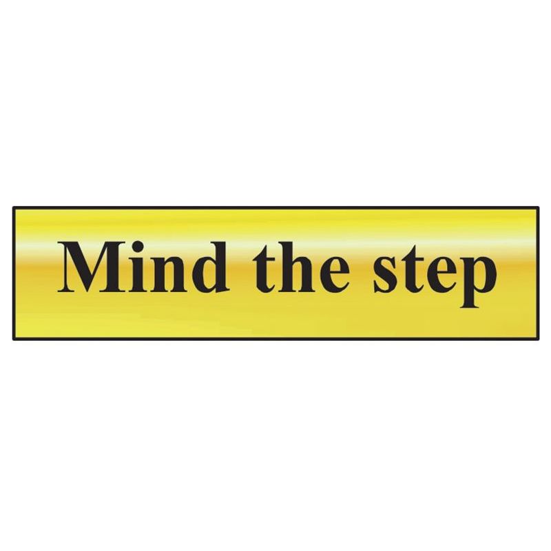 Scan Mind The Step - Polished Brass Effect 200 x 50mm Scan - Dynamic Drive