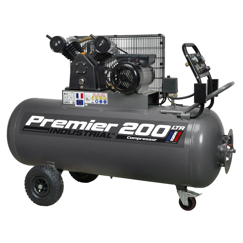 Sealey Air Compressor 200L Belt Drive 3hp with Front Control Panel SAC3203B Sealey - Dynamic Drive