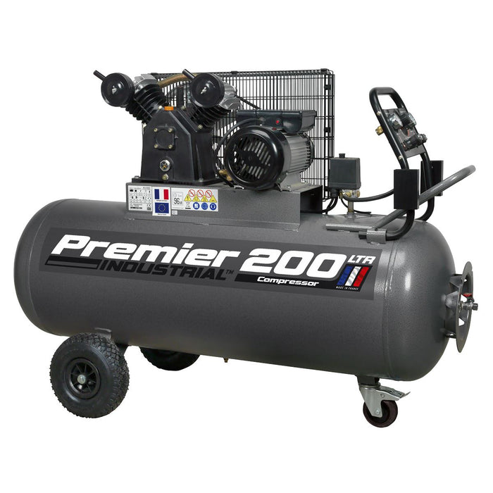 Sealey Air Compressor 200L Belt Drive 3hp with Front Control Panel SAC3203B Sealey - Dynamic Drive