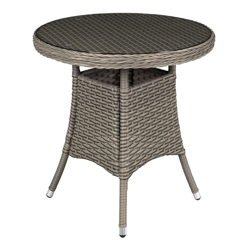 Dellonda Chester Rattan Wicker Round Outdoor Table with Tempered Glass Top Dellonda - Dynamic Drive