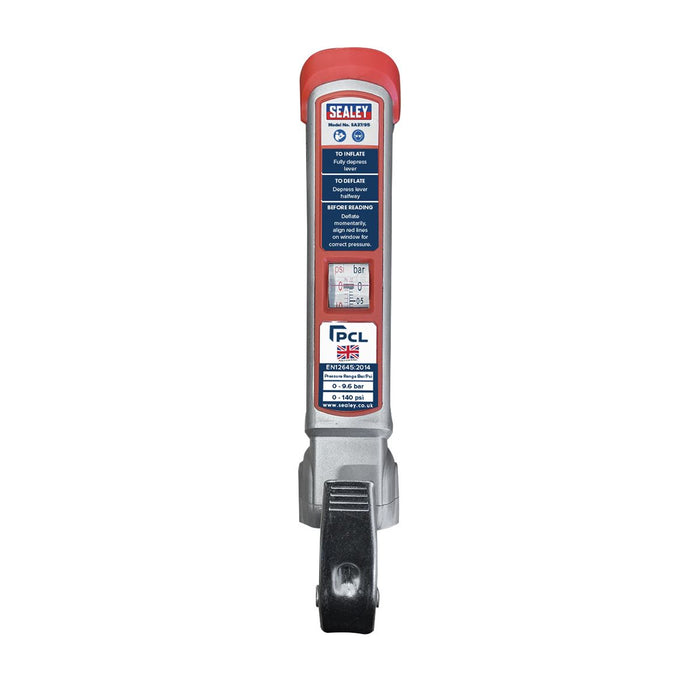 Sealey Tyre Inflator 2.5m Hose with Twin Clip On Connector 0-140PSI EN 12645 Sealey  - Dynamic Drive