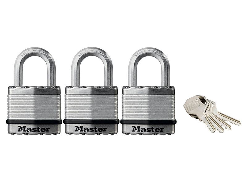 Master Lock Excell™ Laminated Steel 45mm Padlock - 24mm Shackle - Keyed Alike x 3 Master Lock - Dynamic Drive