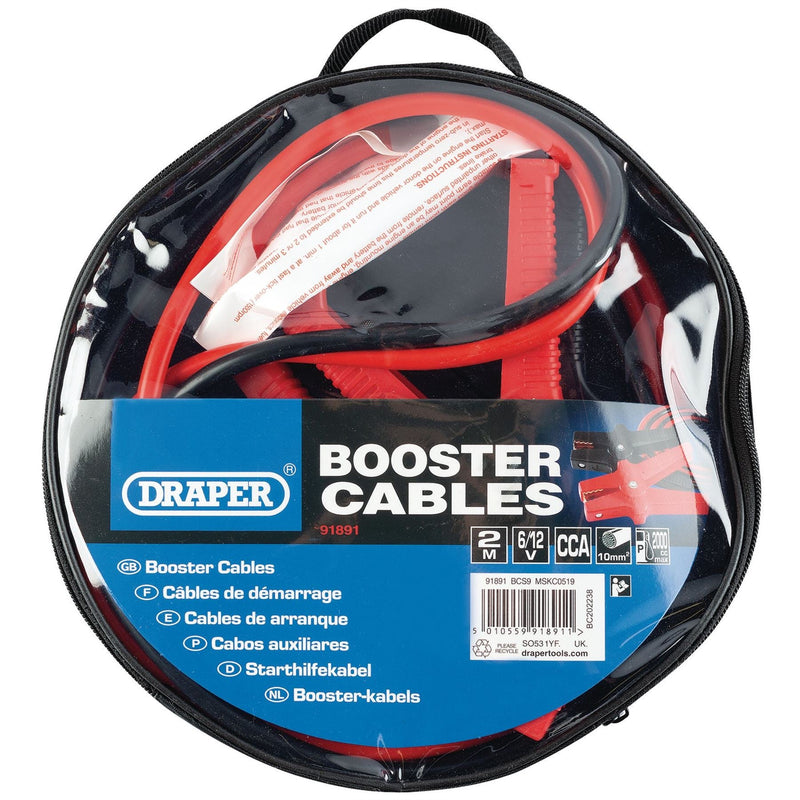 Draper Booster Cables, 2m x 10mm&sup2; 91891 Draper - Dynamic Drive