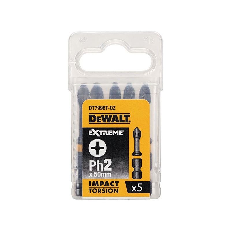Dewalt Power Tools Impact Torsion Bits PH2 x 57mm (Pack 5) DeWALT Power Tools - Dynamic Drive