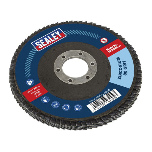 Sealey Flap Disc Zirconium115mm22mm Bore 80Grit FD11580 Sealey - Dynamic Drive